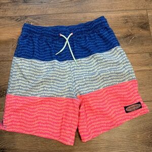 Vineyard Vines Blue and Coral Patterned Swim Shorts